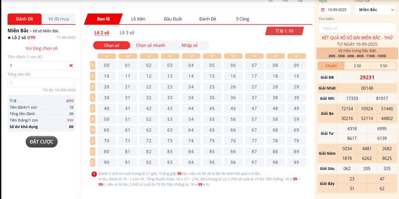 Xổ Số MB Vin777 1 Đa dạng loại cược cho anh em lựa chọn