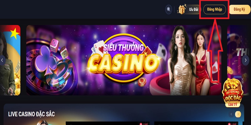 Truy cập trang chủ của nhà cái và chọn đăng nhập